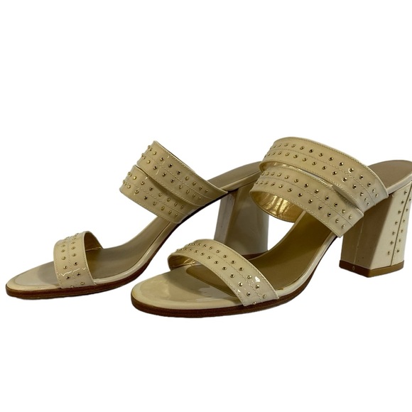 STUART WEITZMAN 7.5 Patent Leather Studded Accents Slides - Picture 8 of 13